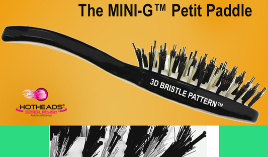 Bristles and side view of the MINI-G hairbrush.