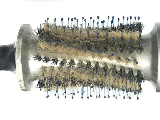 Loose Hair built up on the brush bristles