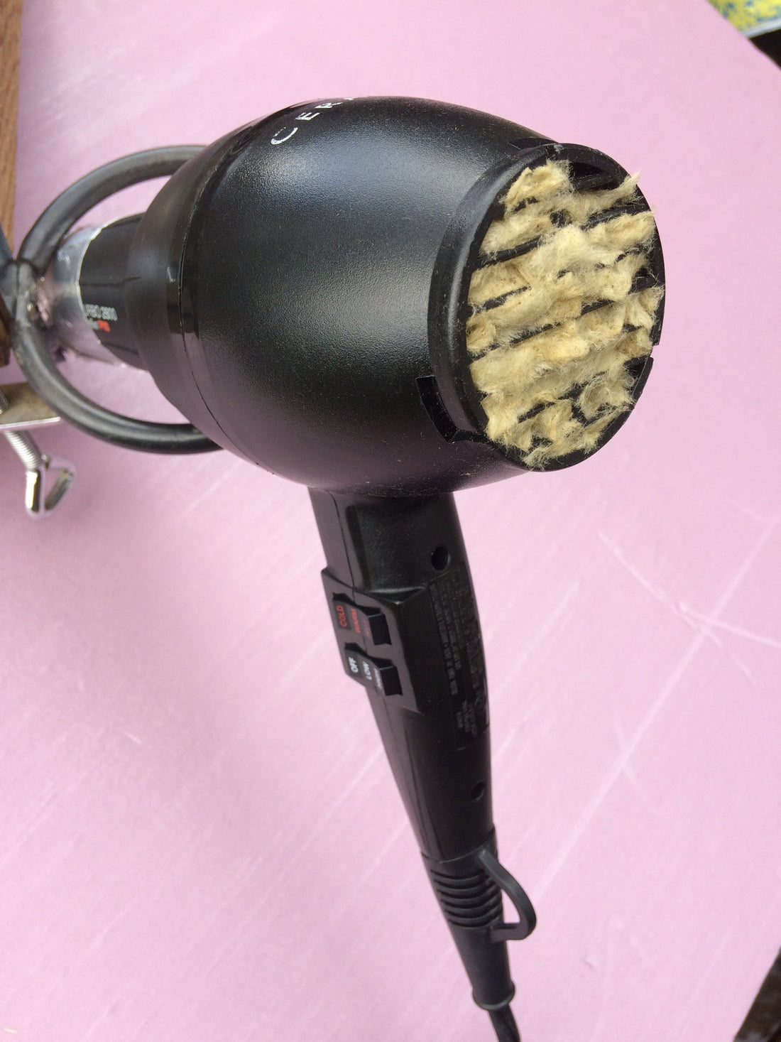 Image of an unhealthy dryer, keep it clean for BETTER HAIR.