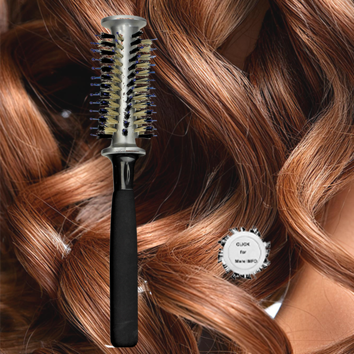 Cepillo pequeño redondo de pelo de jabalí y nailon para secado con