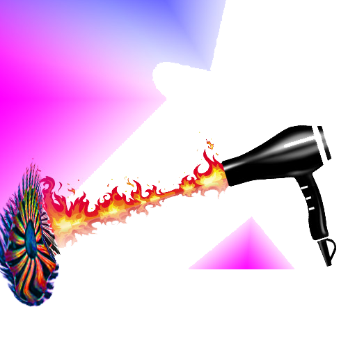 Hair dryer with flames 