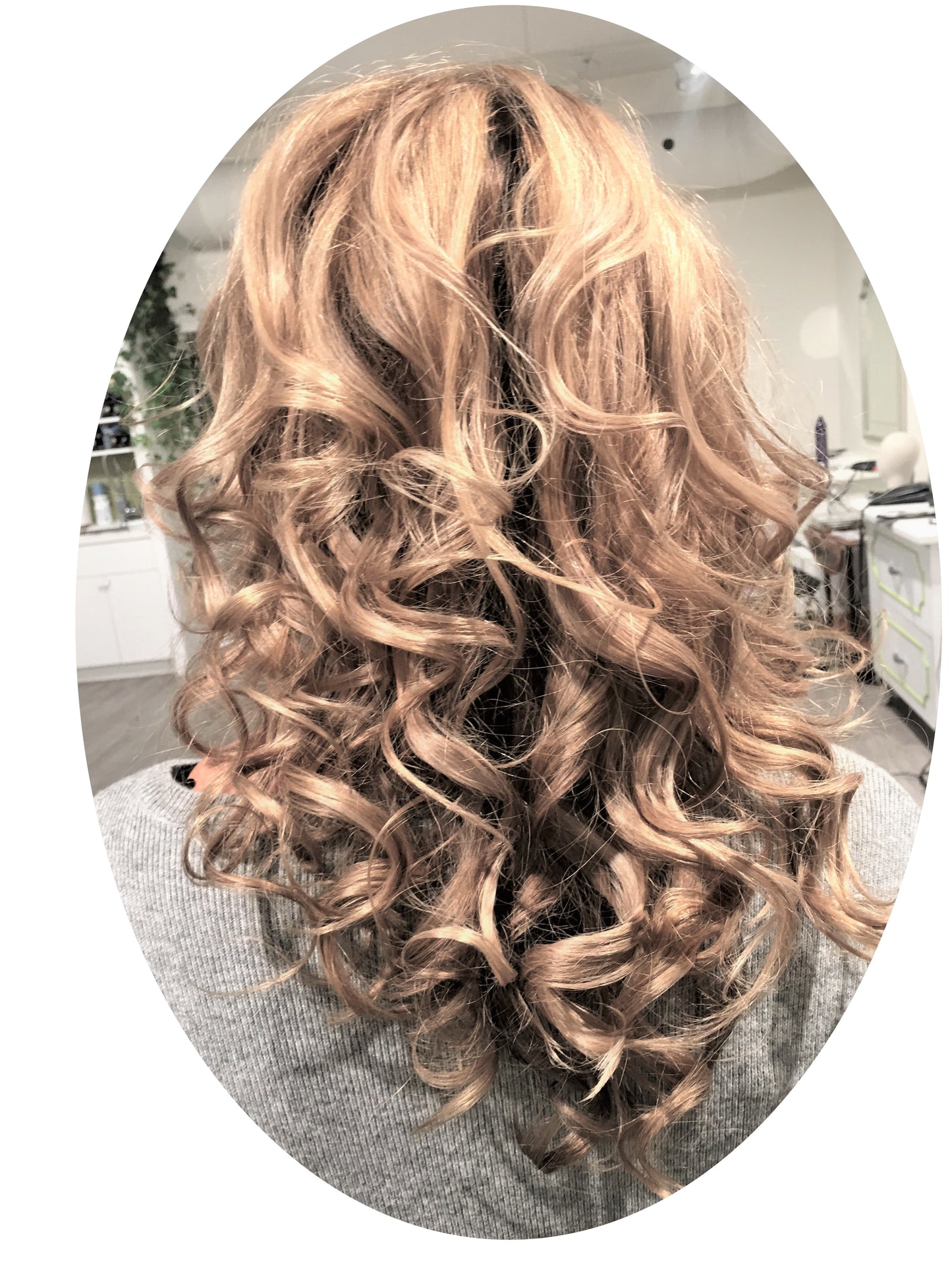 Long layers blow drying curls small round styling brush