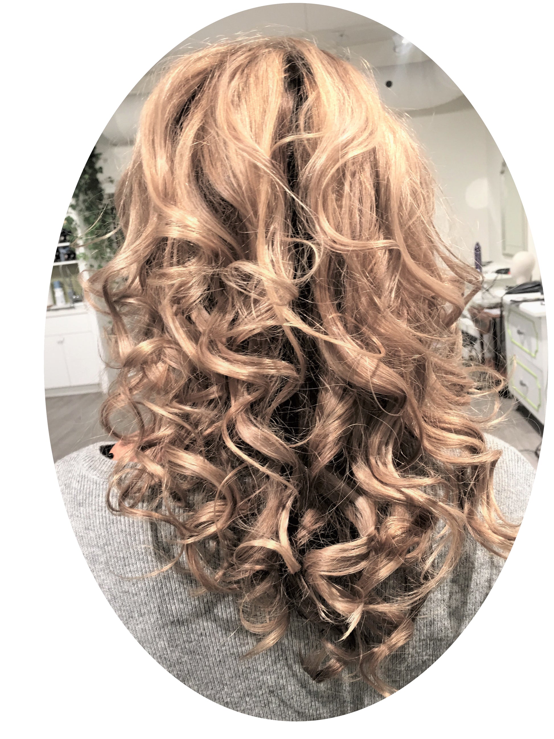 Long layers blow drying curls small round styling brush